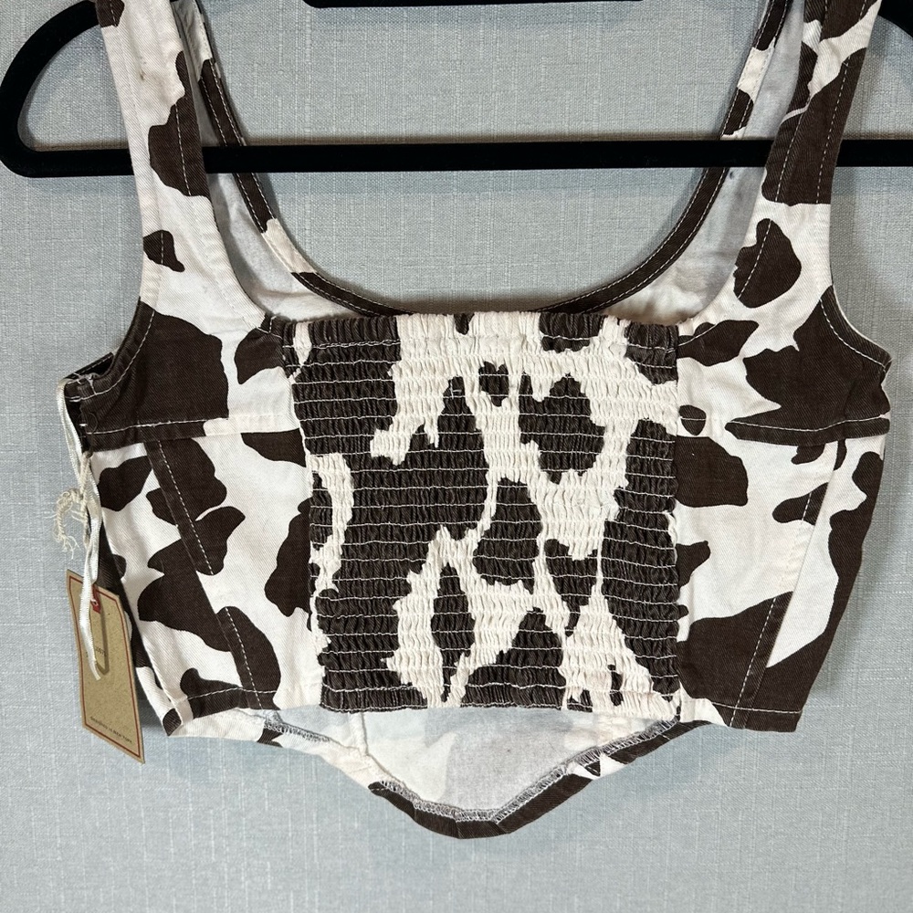 Lone Star Pride Apparel LLC Brown‎ and White Crop Top
